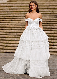 Nimbus Hvid Glitter Tyl Gallakjole image5