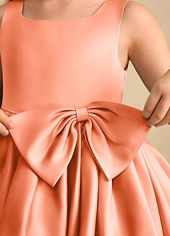 Azazie Jessie Flower Girl Dresses Sunset A-Line Bow Matte Satin Dress image7