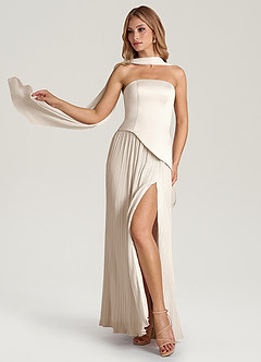 Azazie Tierney Bridesmaid Dresses White Alabaster A-Line Strapless Chiffon Convertible Dress image1