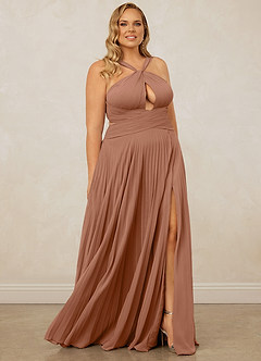Christian Siriano Bridal for Azazie 1009 Bridesmaid Dresses Bronzer A-Line Pleated Chiffon Dress image12