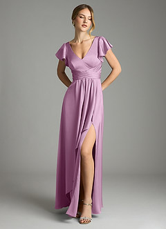 Azazie Omari Bridesmaid Dresses Wisteria A-Line Stretch Satin Dress image1