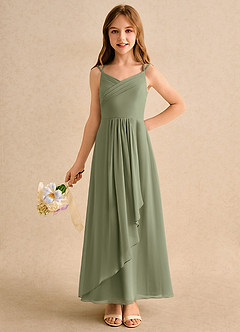 Azazie Zaida Girls Formal Flower Girl Klänningar Klä A-Line i Chiffong Plisserad image3