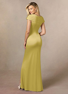 Azazie Anderson Mother of the Bride Dresses Canary A-Line Pleated Stretch Satin Dress image5