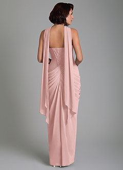 Azazie Nyra Abiti da Damigella Abito Tubino in Chiffon Corsetto Rosa Cipria image4