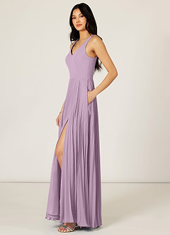 Azazie Lindsey Bridesmaid Dresses A-Line Pleated Chiffon Floor-Length Dress image4