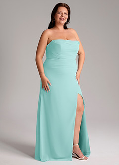 Azazie Leonis Bridesmaid Dresses Aqua Sheath Strapless Chiffon Convertible Dress image14