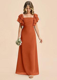 Azazie Jalynn Junior Burnt Orange A-Line Ruched Chiffon Dress image4