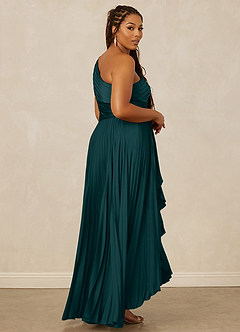Christian Siriano Bridal for Azazie 1008 Bridesmaid Dresses Pine A-Line One Shoulder Stretch Satin Dress image13