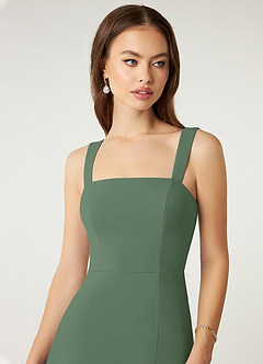 Azazie Alara Bridesmaid Dresses Eucalyptus Sheath Side Slit Stretch Chiffon Dress image6