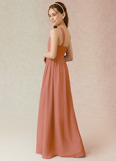 Azazie Jiya Junior MAI TAI A-Line Pleated Chiffon Dress image3