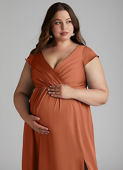 Azazie Allessia Brautjungfernkleider für Schwangere A-Linie Plissee Stretch-Satin Bodenlänge Kleid image13