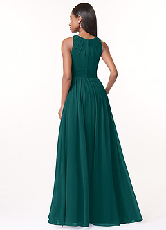Azazie Harper Bridesmaid Dresses Peacock A-Line Pleated Chiffon Dress image2