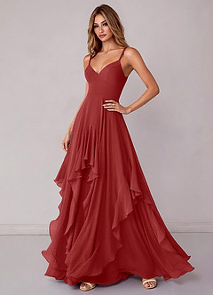 Azazie Zaina Bridesmaid Dresses Rust A-Line Chiffon Dress image5