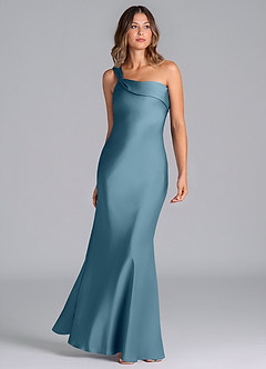 Azazie Driea Brudtärnklänningar Klä av Sjöjungfru i Stretch Satin Ena axeln Bermuda image3