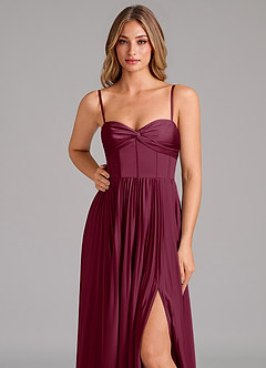 Azazie Akiko Bridesmaid Dresses Mulberry A-Line Sweetheart Neckline Stretch Satin Dress image8