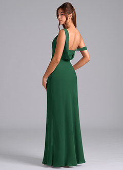 Azazie Madelyn Brautjungfernkleider Wandelbar Meerjungfrau-Linie One-Shoulder Chiffon Kleid Dunkelgrün image6