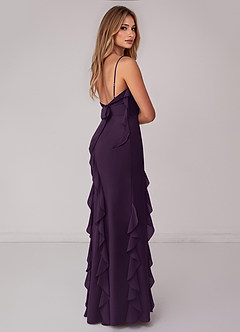 Azazie Malia Bridesmaid Dresses Plum Sheath Ruched Chiffon Dress image5