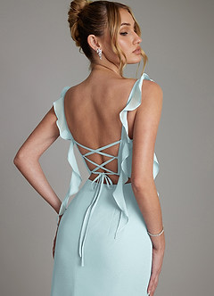 Azazie Jessamine 신부 들러리 드레스 인어 코르셋 쉬폰 바닥 길이 드레스 image2