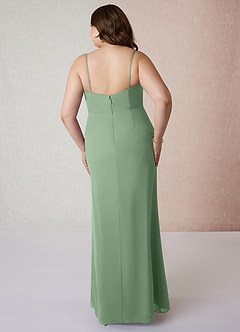 Azazie Tayla Abiti da Damigella Abito Tubino in Chiffon Scollo Quadrato Matcha image7