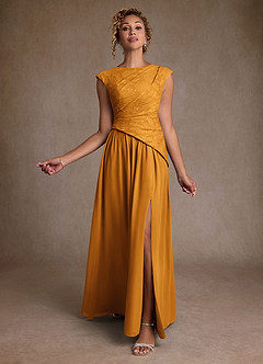 Azazie Kalleen Moeder van de bruid jurken A-Lijn Jurk van Chiffon Geplooid Boterbabbelaar image2