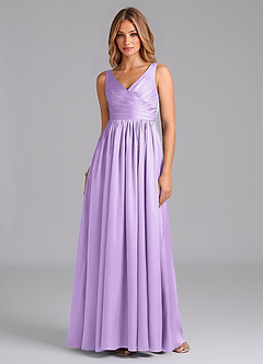 Azazie Keyla Abiti da Damigella Abito A-Line in Raso Elasticizzato Plissettato Lilla image1