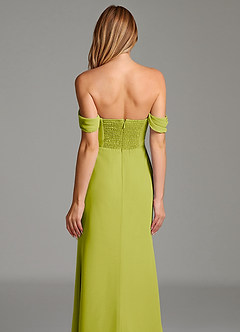 Azazie Riley Robes de demoiselle d'honneur Robe Fourreau Convertible en Mousseline de soie Épaule décolletée Citronnelle image5