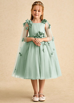 Azazie Staria Blumenmädchenkleider Ballkleid Gestreift Tüll Kleid Agave image1
