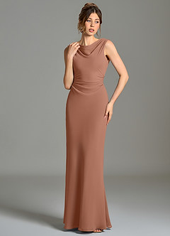 Azazie Kieryn Bridesmaid Dresses Bronzer Mermaid Pleated Chiffon Dress image4