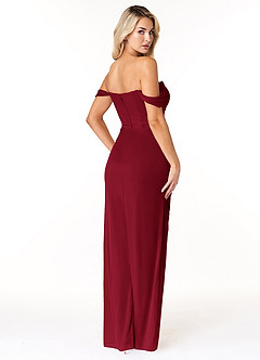 Azazie Tessa Robes de demoiselle d'honneur Robe Fourreau Convertible en Maille Schulterfreier Schatz Bourgogne image5