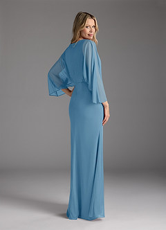 Azazie Ysabella Mother of the Bride Dresses Steel Blue Mermaid Pleated Mesh Dress image4