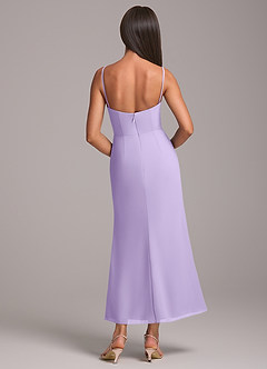 Azazie Saige Robes de demoiselle d'honneur Robe Fourreau Convertible en Mousseline de soie Épaule décolletée Lilas image8