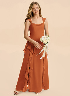 Azazie Sloane Junior Cinnamon A-Line Sweetheart Neckline Chiffon Dress image3