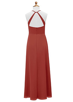 Azazie Davis Junior Terracotta A-Line Chiffon Dress image8