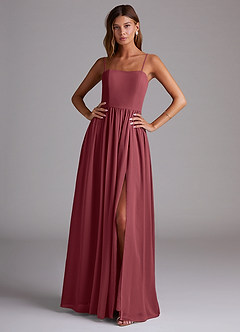 Azazie Calianna Bridesmaid Dresses Merlot A-Line Off the Shoulder Chiffon Convertible Dress image1