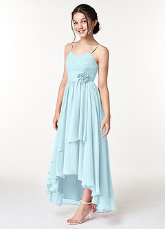 Azazie Catalina Junior Robe Trapèze en Mousseline de soie Rayé Bleu Nuage image3