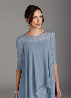Azazie Flo Kleider für die Brautmutter A-Linie Spitze Chiffon Kleid Staubblau image2