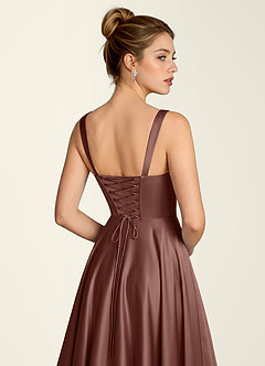 Margot Mocha Coco Satin Corset A-line Dress image6