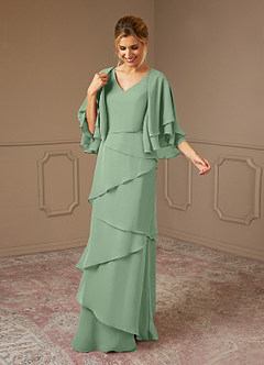 Azazie OHara Mother of the Bride Dresses Matcha A-Line V-Neck Chiffon Dress image6