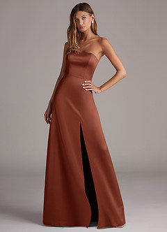 Azazie Wren Bridesmaid Dresses Clay A-Line Strapless Stretch Satin Convertible Dress image3