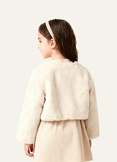 front Flower Girl Faux Fur Jacket
