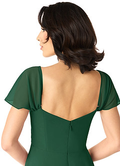 Azazie Tancie Robes de demoiselle d'honneur Robe Trapèze Convertible en Mousseline de soie Épaule décolletée Vert Foncé image5