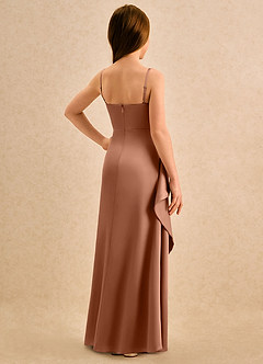 Azazie Cannoli Girls Formal Blumenmädchenkleider A-Linie Plissee Stretch-Satin Kleid Bronzer image2