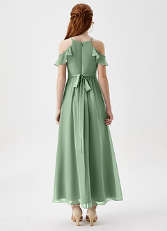 Azazie Chaya Junior Vestido de Matcha de Gasa de Corte En A con Vestidos sin tirantes image2
