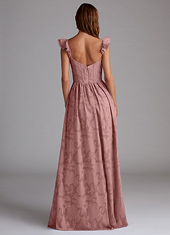 Azazie Denisse Bridesmaid Dresses Dusty Rose A-Line Ruched Floral Burnout Dress image3
