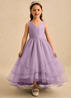 Azazie Seraphina vestidos de niña de las flores Vestido Glicinia de Tul de Corte en A con Plisado image1