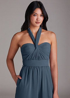 Azazie Lamara Brautjungfernkleider Wandelbar Schulterfrei Chiffon Overall/Jumpsuit Neptunblau image9