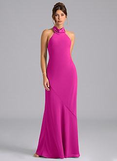Azazie Velli Abiti da Damigella Abito Sirena in Chiffon Fiocco Fucsia image6