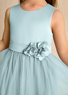 Azazie Miracle Flower Girl Dresses Mist A-Line Bow Matte Satin Dress image6