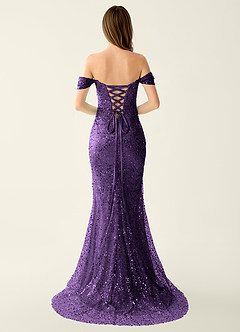 Caterina Prune Robe de bal à perles et paillettes, dos lacé image2