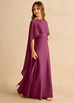 Azazie Fishie Girls Formal Sukienki dla dziewczynek sypiących kwiaty Linia A Matowy satynowy Długość podłogi Sukienka image6